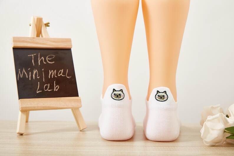 Cat Lover Gift, Cat Mom Socks, Premium No Show Cat Socks, Creative Cute Cat Embroidery Socks, Animal Kitten Birthday Present, Gift for Her