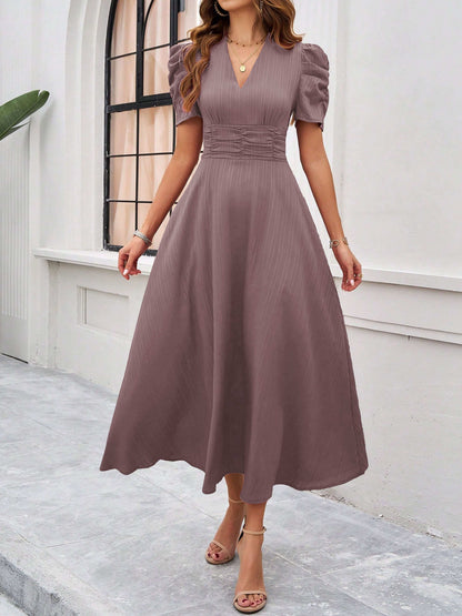 Elegant Empire Waist A Line Sleeves Vintage Mauve Wedding Guest Dress