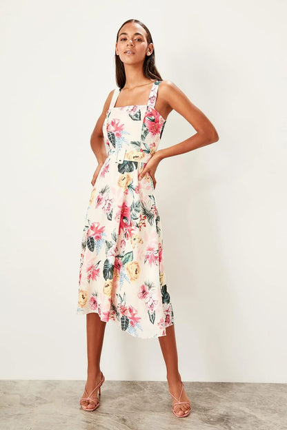 Shadow On The Sun Floral Print Midi Dress