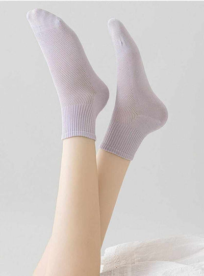 100% Cotton Seamless Toe Lightweight Airflow Mesh Breathable Mid-Calf Socks, Crew Socks for Men and Women, All-Day Fresh, Gift