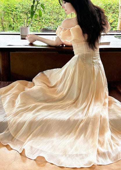 Style Nude Ruffled Exra Large Hem Chiffon Maxi Dress Summer