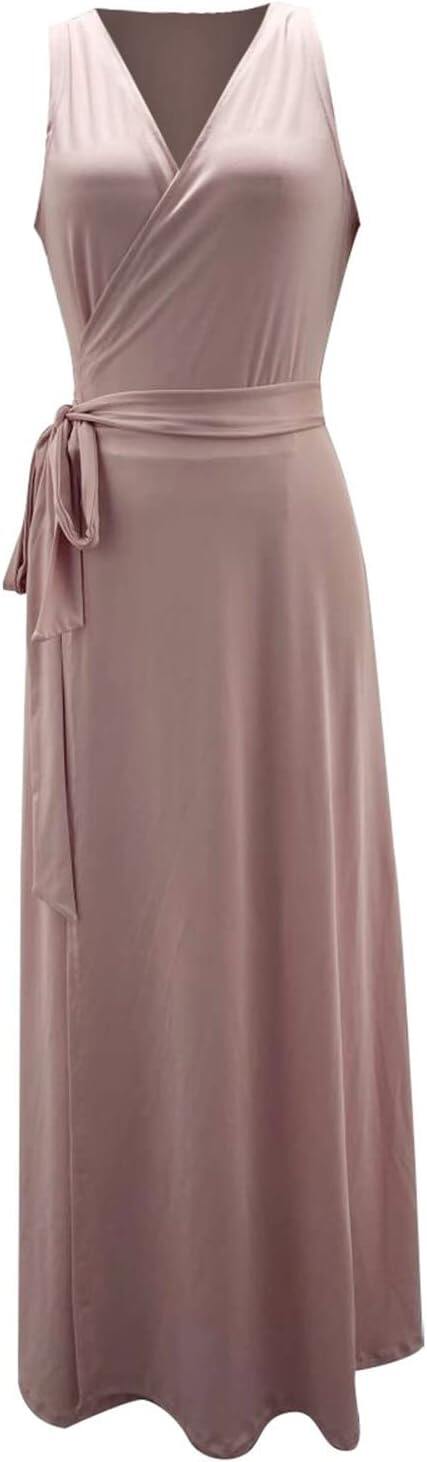 Women's Evening Dress, V-Neck, A-line Party High Waist, Long Dress, Plain Slim Sleeveless Evening Dress, Cocktail Dress, Strappy Dress, Evening Dresses, Wedding, Bridesmaid Dresses