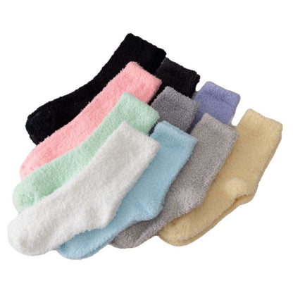 Cross-Border Non-Shedding Coral Velvet Socks For Men And Women Solid Color Half Velvet Socks Mid-Tube Plus Velvet Warm Sleep Floor Socks