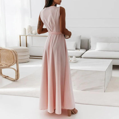 Women's Evening Dress, V-Neck, A-line Party High Waist, Long Dress, Plain Slim Sleeveless Evening Dress, Cocktail Dress, Strappy Dress, Evening Dresses, Wedding, Bridesmaid Dresses
