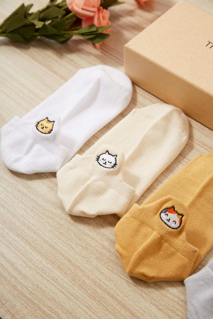Cat Lover Gift, Cat Mom Socks, Premium No Show Cat Socks, Creative Cute Cat Embroidery Socks, Animal Kitten Birthday Present, Gift for Her
