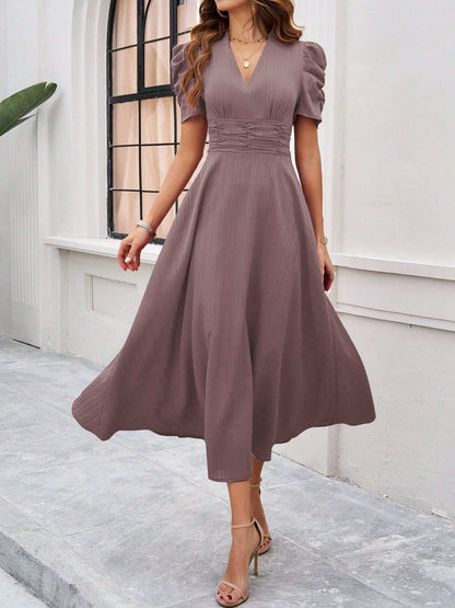 Elegant Empire Waist A Line Sleeves Vintage Mauve Wedding Guest Dress