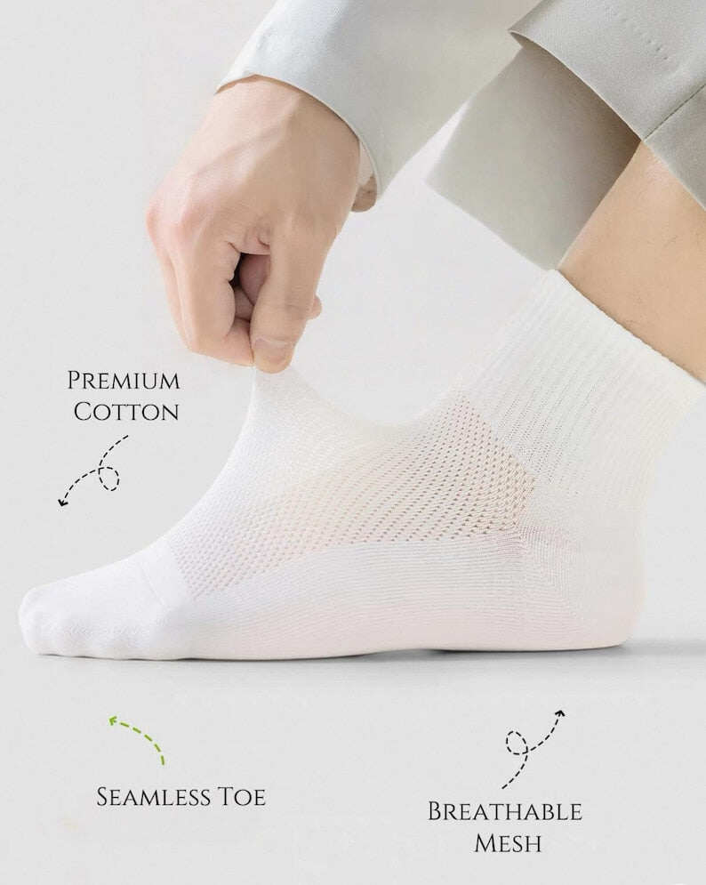100% Cotton Seamless Toe Lightweight Airflow Mesh Breathable Mid-Calf Socks, Crew Socks for Men and Women, All-Day Fresh, Gift