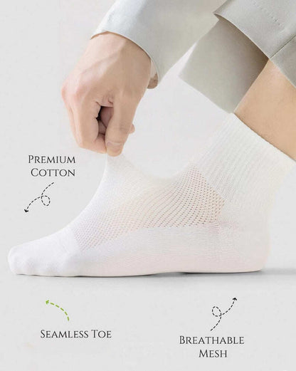100% Cotton Seamless Toe Lightweight Airflow Mesh Breathable Mid-Calf Socks, Crew Socks for Men and Women, All-Day Fresh, Gift